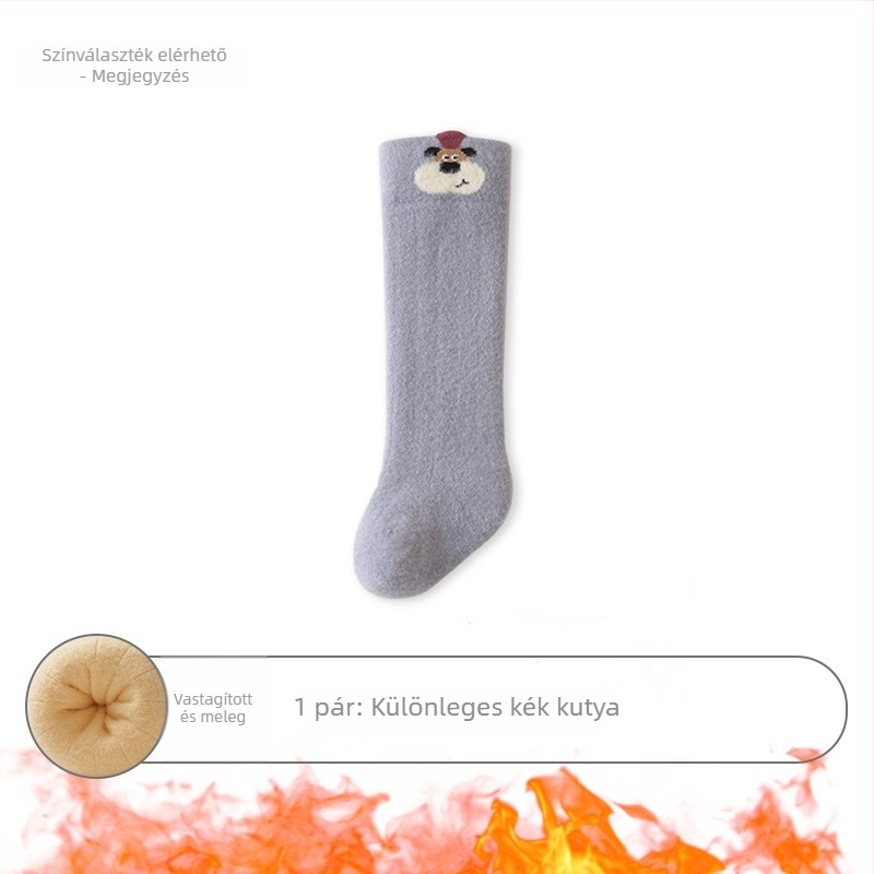 Téli bébi zokni fleece béléssel, vastag, hosszú cső, újszülötteknek, meleg és kényelmes, karikatúra minta, Kategória A