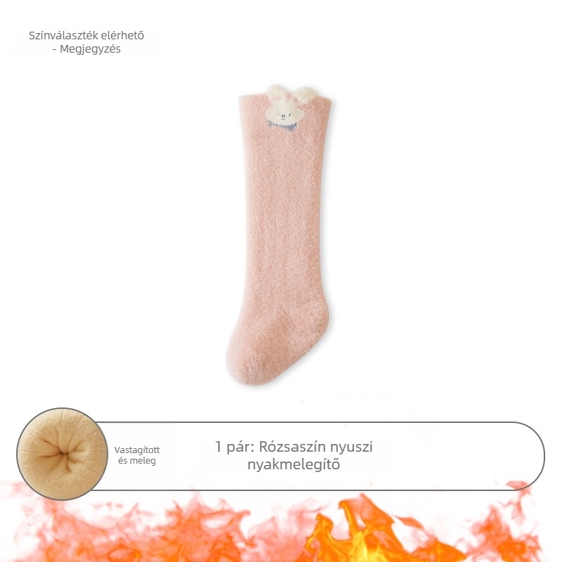 Téli bébi zokni fleece béléssel, vastag, hosszú cső, újszülötteknek, meleg és kényelmes, karikatúra minta, Kategória A