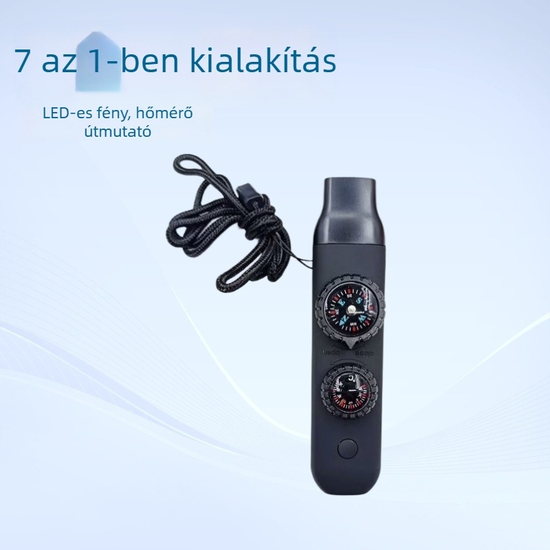 Joyful kültéri túlélő síp hétfunkciós, LED fénnyel, hőmérővel és iránytűvel