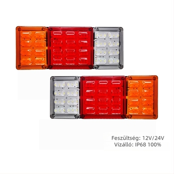 LED vízálló hátsó lámpa teherautókhoz, 140-2 lencsével, SL-101, 12-24V, piros/sárga/fehér