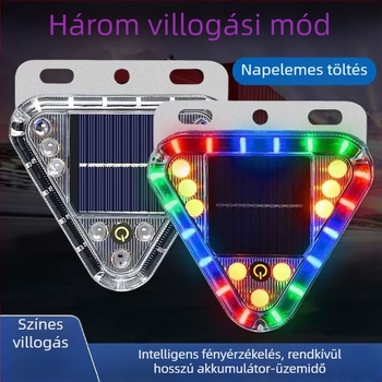 Napenergia-alapú LED figyelmeztető lámpa járművekhez mágneses rögzítéssel – villogó fény autók, teherautók és motorkerékpárok számára