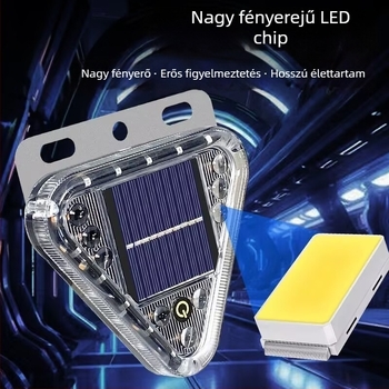 Napenergia-alapú LED figyelmeztető lámpa járművekhez mágneses rögzítéssel – villogó fény autók, teherautók és motorkerékpárok számára