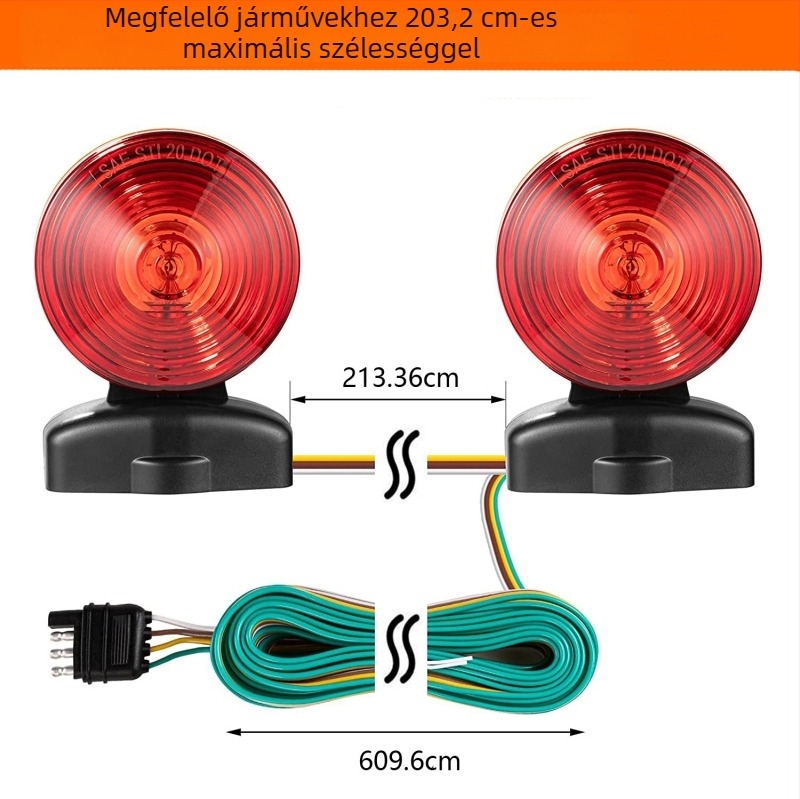 Mágneses utánfutó hátsó világítás készlet, modell 101506W, 50W, 12V, alkalmas utánfutókhoz, lakókocsikhoz és teherautókhoz