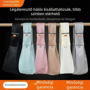 Kényelmes, vállon hordozható háziállat-táska, lélegző hálós anyagból, macska és kutya számára, kapacitás 2,5–6 kg, termékkód 2410#
