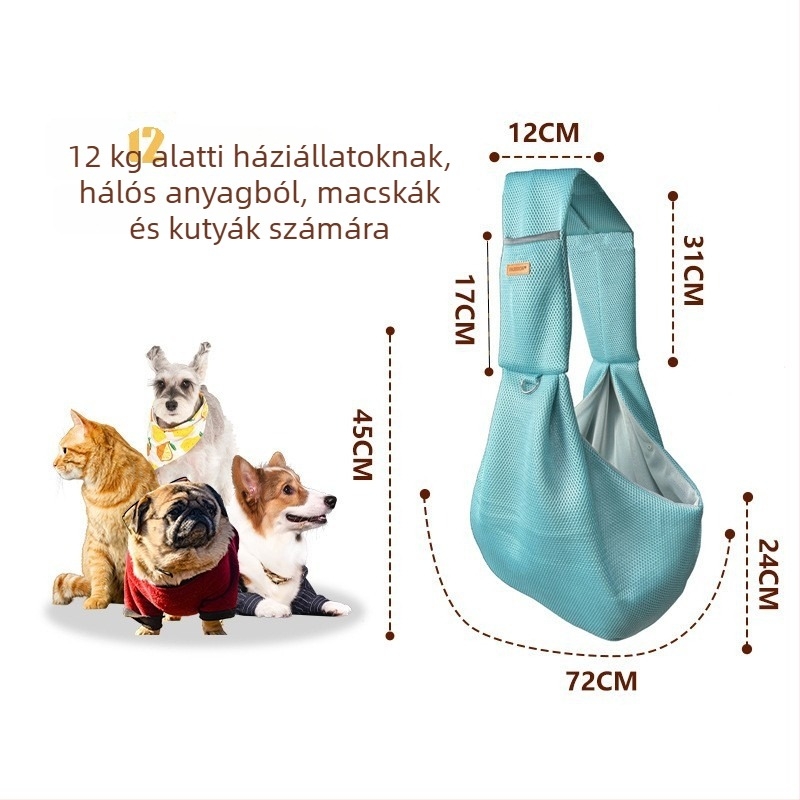 Kényelmes, vállon hordozható háziállat-táska, lélegző hálós anyagból, macska és kutya számára, kapacitás 2,5–6 kg, termékkód 2410#