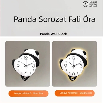 Panda rajzfilm falióra - Akkumulátorral működik, egyoldalas számlap, számlap anyaga: sűrű panel + akril, logónyomtatás elérhető