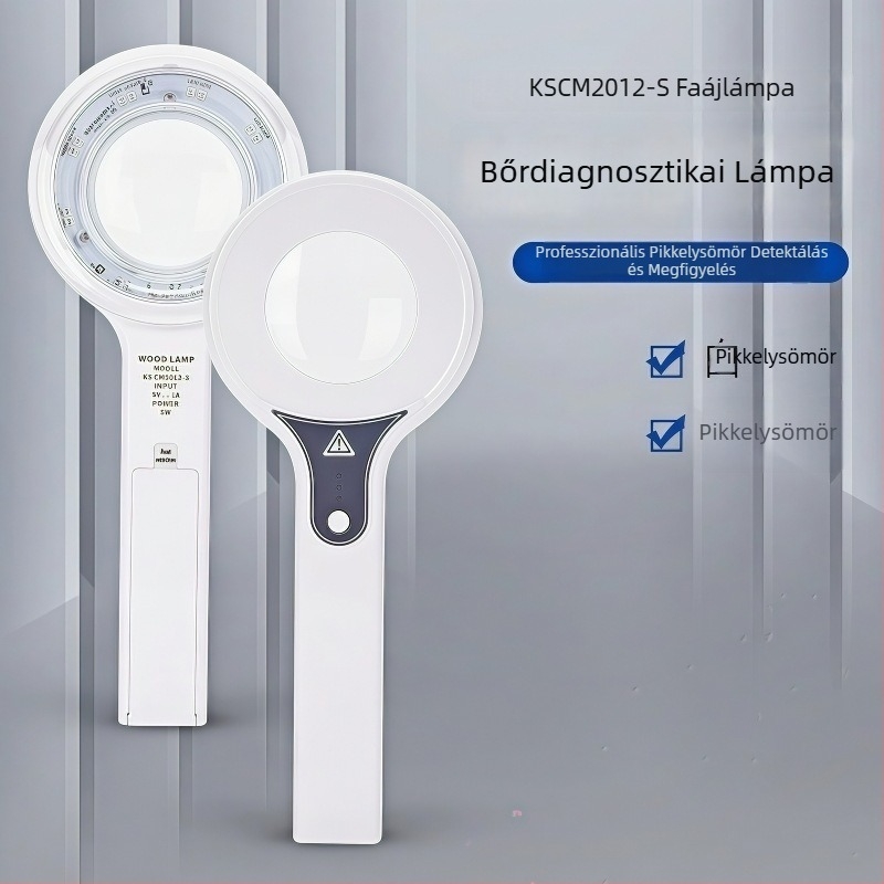 Wood's lámpa bőrvizsgáló készülék – USB tápegység, beépített akkumulátor 1200–2000 mAh, üzemidő 8–12 óra, élelmiszer-minőségű anyag