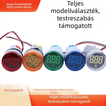 LED-jelzőfény kis digitális kijelzővel áram- és feszültségmérésre, AD16-22DVA univerzális típus