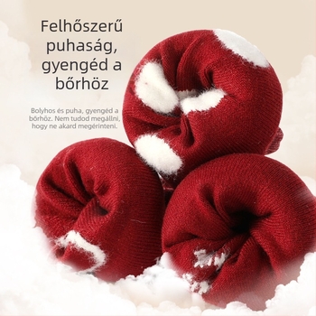 Lányoknak szóló őszi-téli piros zokni, vastag gyapjúból, középső vádli magasságú, hímzett