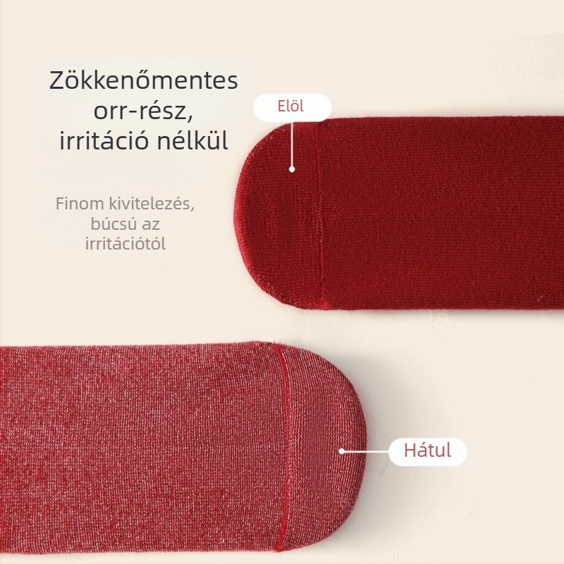 Lányoknak szóló őszi-téli piros zokni, vastag gyapjúból, középső vádli magasságú, hímzett
