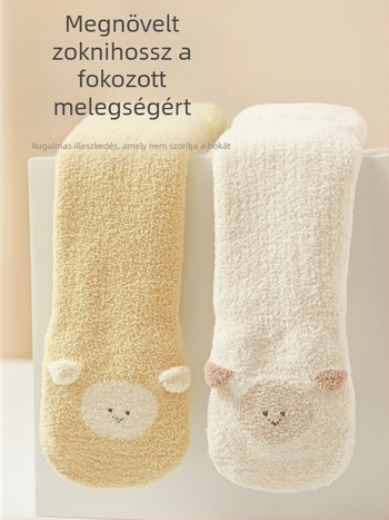 Gyerekeknek szóló téli zokni fleece-béléssel, vastag és meleg, rajzfilm mintával, varrat nélküli, térdmagasságú