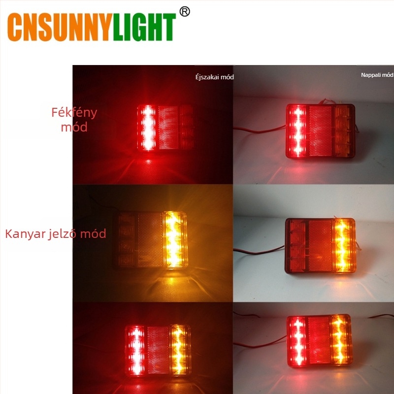 LED-8 Teherautó hátsó lámpa vontatókhoz, irányjelző és féklámpa, 12V, 6W, 8 LED