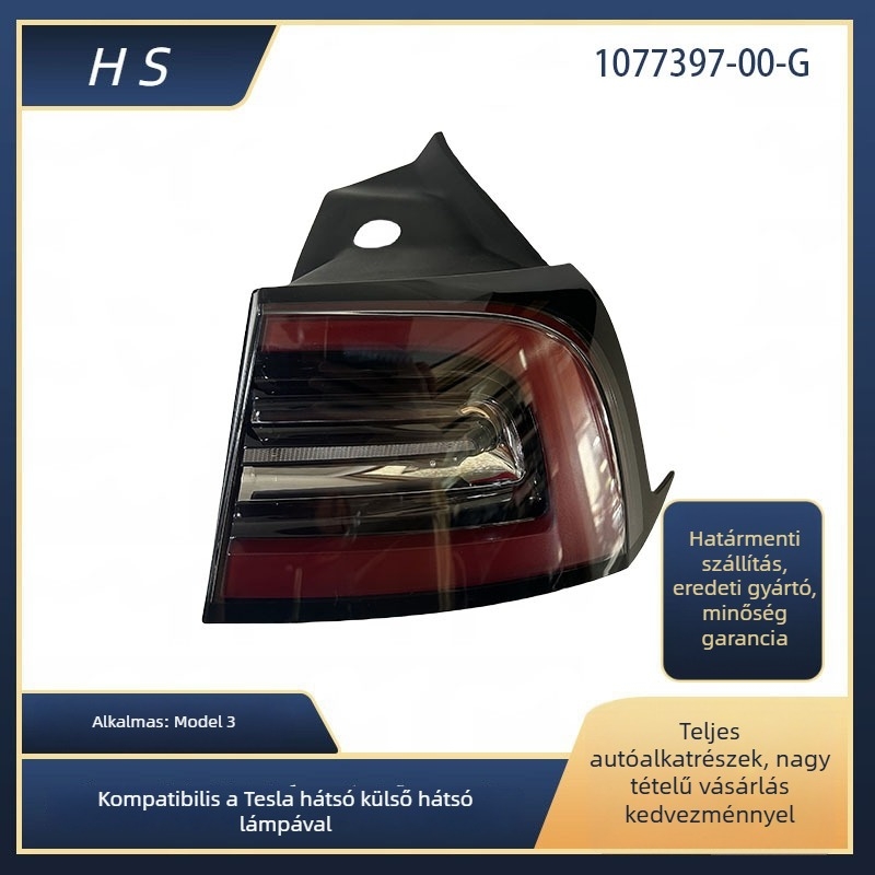 Tesla Model 3 külső hátsó lámpa 1077397-00-G 10773978-00 — Típus: autó hátsó lámpa; Alkalmazható modellek: Model3; Fényforrás: standard; Feszültség: standard