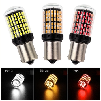 LED autójelző lámpa dekóddal és villogás elleni védelemmel, 144 SMD, kompatibilis 1156/7440