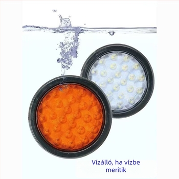 24V LED hátsó lámpa trailerhez és teherautóhoz, kör alakú, 4 hüvelykes, univerzális, gumírozott integrált kialakítású, irányjelző és hátrameneti fény