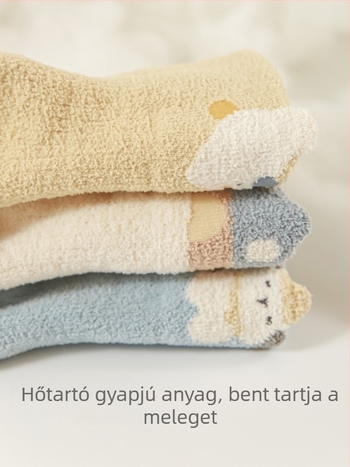 Beites babaszokni - fleece béléssel ősz-télre, középmagasságú, vastag zokni csecsemőknek, korall velúr
