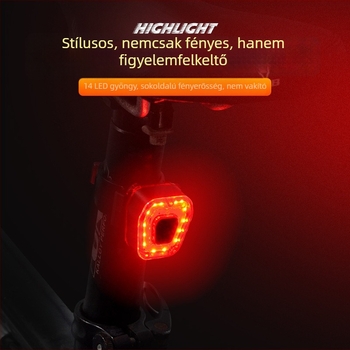 Kerékpár hátsó lámpa USB – éjszakai vezetéshez, biztonsági figyelmeztetés, kompatibilis mountain bike-kel, Shenyu