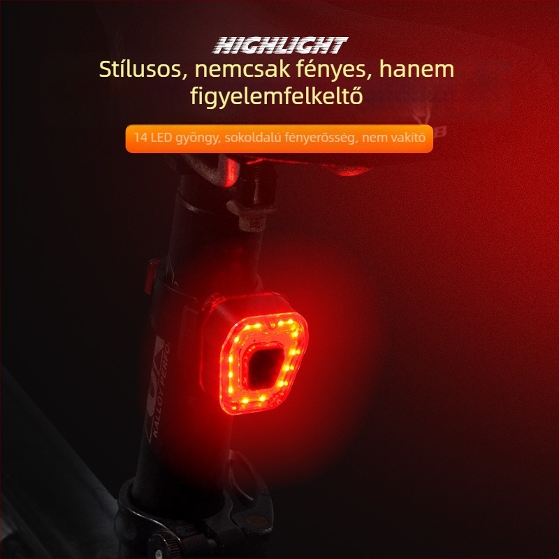 Kerékpár hátsó lámpa USB – éjszakai vezetéshez, biztonsági figyelmeztetés, kompatibilis mountain bike-kel, Shenyu