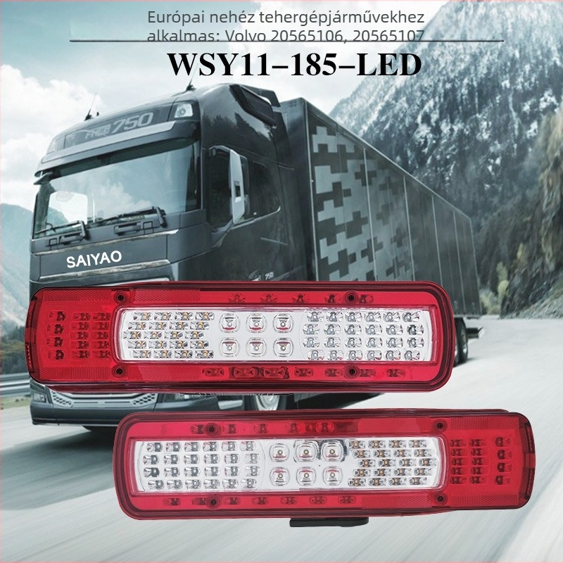 Európai nehéz teherautók LED hátsó lámpája, kompatibil Volvo/Mercedes, WSY11-185-LED, 12V/24V, 20565106/20565107