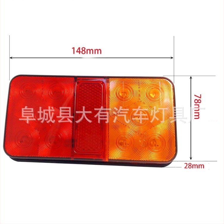 LED hátsó lámpa utánfutóhoz és teherautóhoz, modell 10LED, 12V/24V, 2835 LED, 5800K
