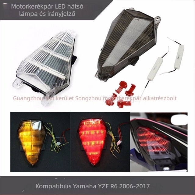Motorkerékpár LED hátsó lámpa MT046 fék- és irányjelző funkcióval, 12V, ABS műanyag, Yamaha YZF R6 (2006-2007)