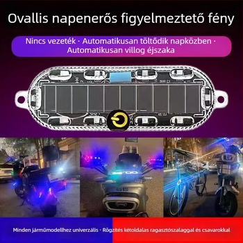 LED hátsó lámpa motorkerékpárok és elektromos járművek számára, napelemes, kis ovális szolár strobo fény, 5W, 3.2V