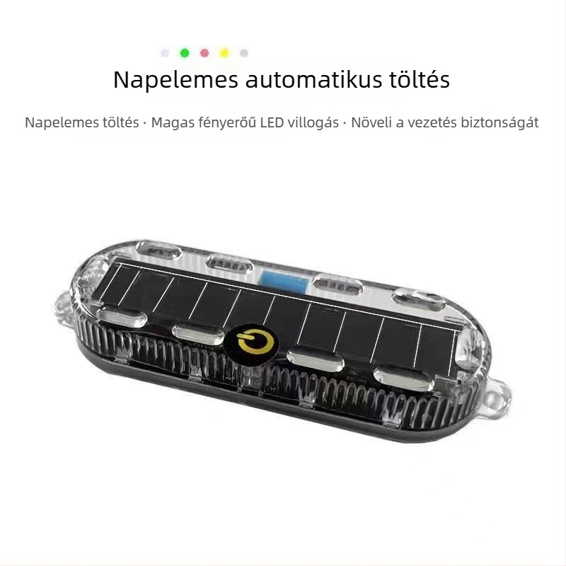 LED hátsó lámpa motorkerékpárok és elektromos járművek számára, napelemes, kis ovális szolár strobo fény, 5W, 3.2V