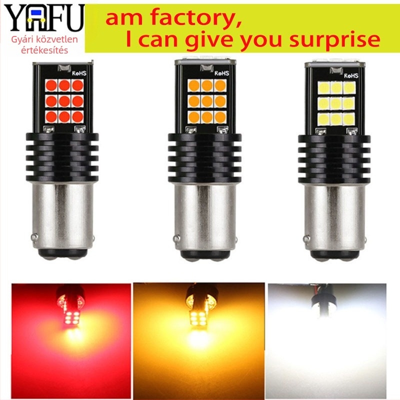 Autó LED fék- és indexlámpa, nagy fényesség, 24SMD 3030, T20 foglalat, kompatibilis 1156/1157/7443/7440, tolató fény, 12-28V