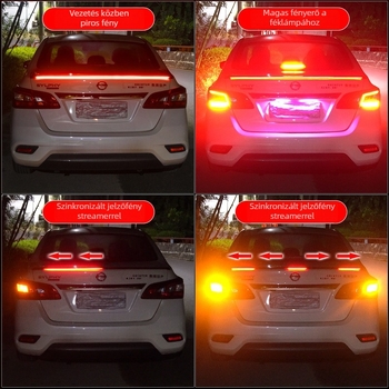 Szénszálas hátsó szárny LED-es autólámpa — LED, 12V, 6W, 500 lm, élettartam 30 000 óra