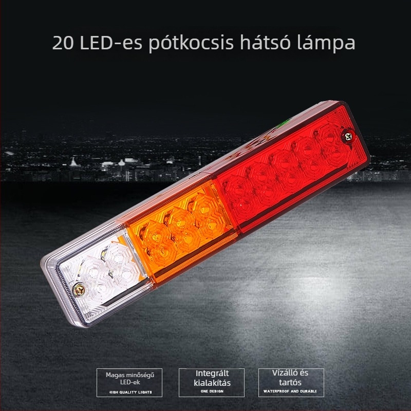 LED hátsó lámpa teherautókhoz és utánfutókhoz - ABS, 12-30V, 1.5W, Modell 10