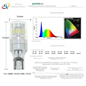 LED hátsó lámpa gépjárműhöz, modell T15/T16 921, 4W, DC10-30V, 500lm, 6000-6500K