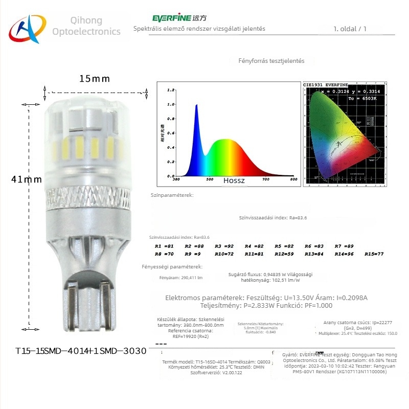 LED hátsó lámpa gépjárműhöz, modell T15/T16 921, 4W, DC10-30V, 500lm, 6000-6500K