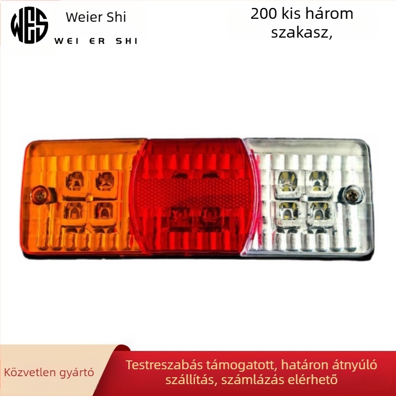 Hátsó LED lámpa triciklire, háromszakaszos kialakítás, 12V, 10W, élettartam 9999 óra