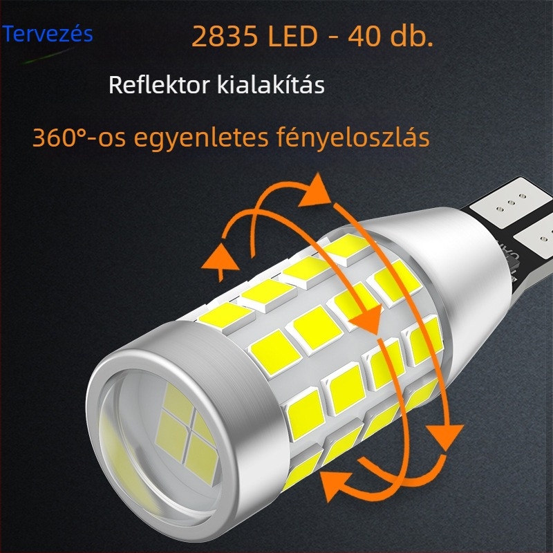 Autó hátsó tolatólámpa T15-2835-40w-fpc-tj canbus, 12–24V DC, 7W, 1000 lm, 6000–7000K, lencsével