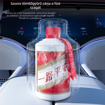 Autó hamutál fedéllel és világítással, többfunkciós; műanyag, 270 g, modell Wine bottle ashtray, márka Dpaul, univerzális otthonra és autónak