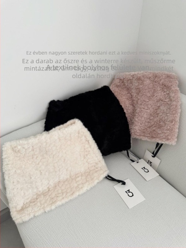 A-vonalú magas derekú szoknya poliészterből, puha plüss textúra, magas rugalmasság, elegáns mindennapi stílus