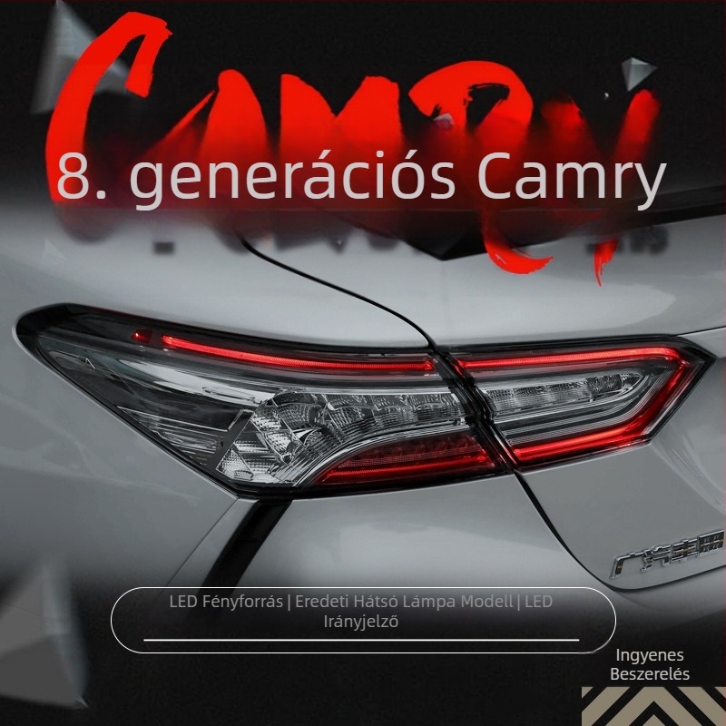 Toyota Camry 2018-2023 hátsó lámpa készlet LED menetfénnyel és féklámpával, átlátszó lencsével