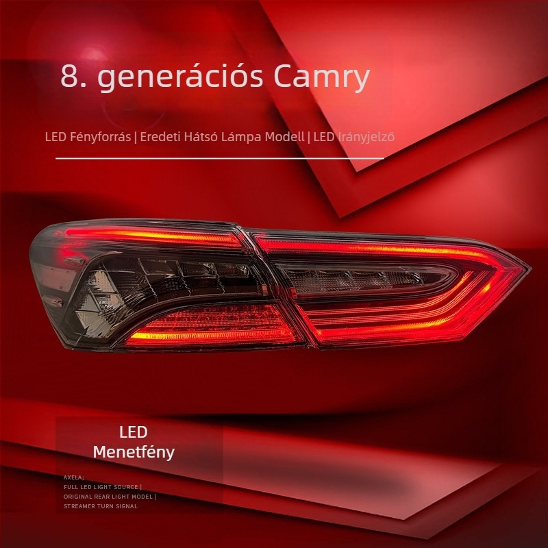 Toyota Camry 2018-2023 hátsó lámpa készlet LED menetfénnyel és féklámpával, átlátszó lencsével