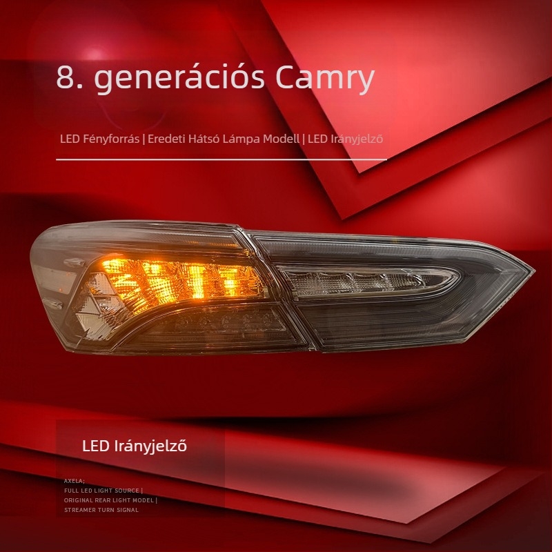 Toyota Camry 2018-2023 hátsó lámpa készlet LED menetfénnyel és féklámpával, átlátszó lencsével