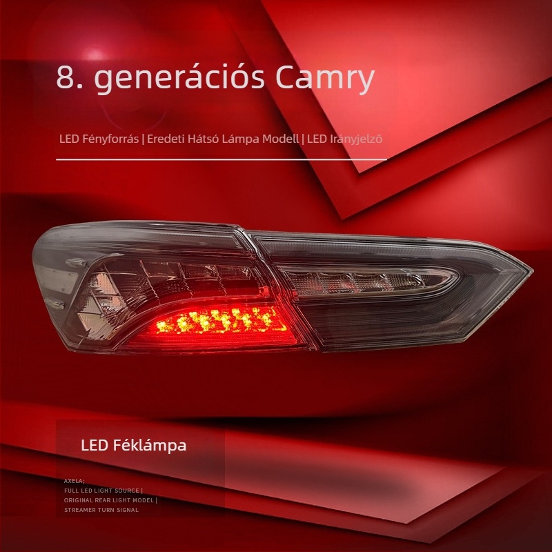 Toyota Camry 2018-2023 hátsó lámpa készlet LED menetfénnyel és féklámpával, átlátszó lencsével