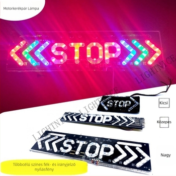 Motorkerékpár hátsó lámpa fék- és indexjelzővel, Stop Arrow riasztó fény hátsó ütközés elkerüléséért (12V, ABS, Lightnice)
