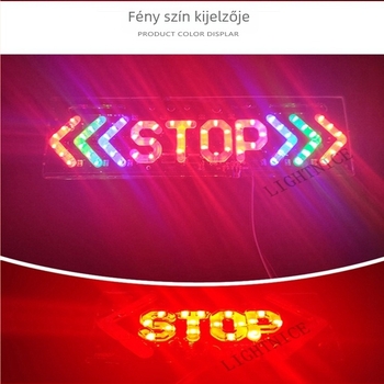 Motorkerékpár hátsó lámpa fék- és indexjelzővel, Stop Arrow riasztó fény hátsó ütközés elkerüléséért (12V, ABS, Lightnice)