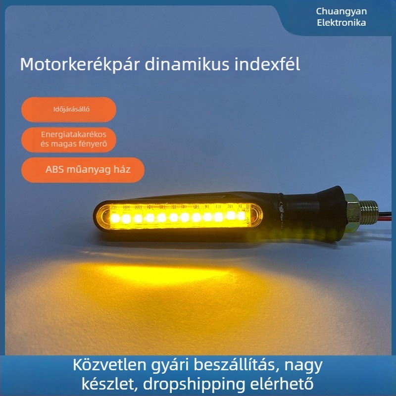 LED motorkerékpár jelzőfény, 12V vízálló, dinamikus indikátor, modell CY2019011501