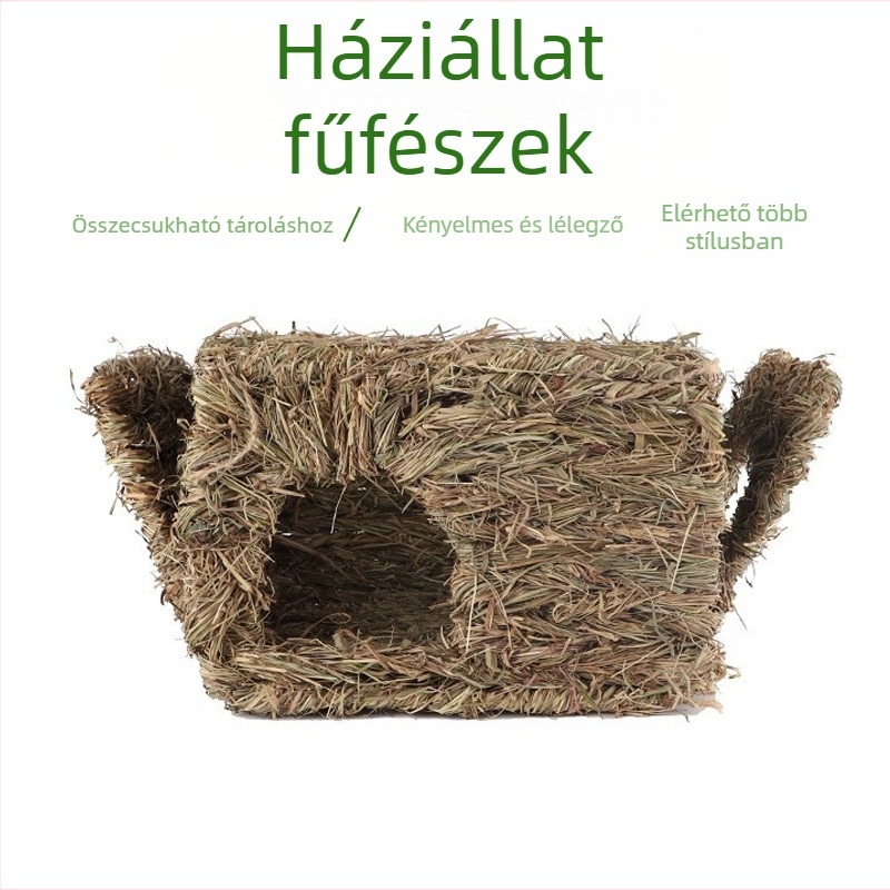 Agacy kézzel szőtt hibiszkusz fűből készült kisállatház, összecsukható, hamster számára — nyári használatra