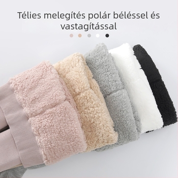 Téli vastag fleecebéléssel gyerekharisnya, függőleges csíkok