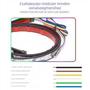 RGB dinamikus hátsó fény LED szalag 12–24V járművekhez – szilikon, univerzális