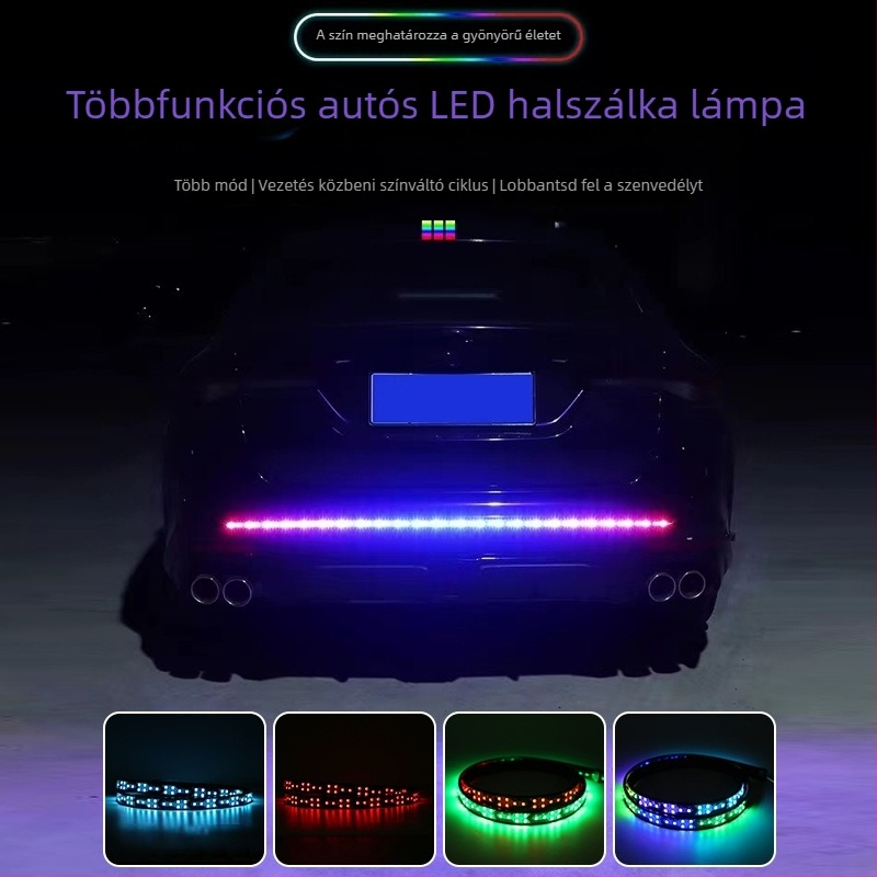 RGB dinamikus hátsó fény LED szalag 12–24V járművekhez – szilikon, univerzális