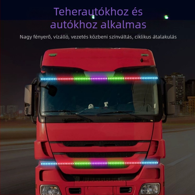RGB dinamikus hátsó fény LED szalag 12–24V járművekhez – szilikon, univerzális