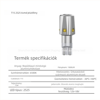 LED hátrameneti világítás T15, 2525 LED, 10W, 12V, 7000 lm