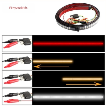 Hátsó LED fénycsík pickuphoz, három sor, három szín, 60 in (150 cm) hosszú, dinamikus fényhatás, irányjelző